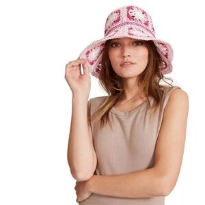 BNWT Steve Madden Bucket Pink & White Crochet Hat